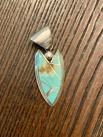 Navajo Turquoise Sterling Silver Arrow Pendant