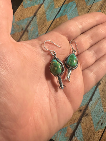 Handmade Sterling Silver & Sonoran Turquoise Blossom Earrings