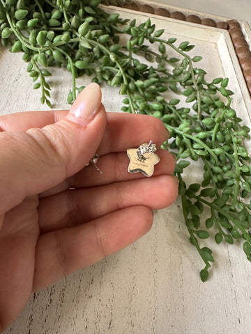 Handmade Blue Fire Opal And Sterling Silver Stud Star Earrings