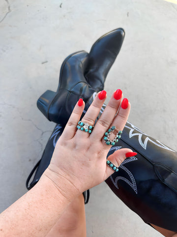 Nizhoni Turquoise & Sterling Silver Horseshoe Adjustable Ring