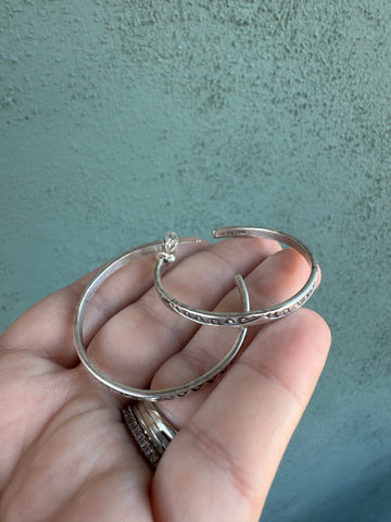 “Taylor Hoops” Navajo Sterling Silver Hoops By Tahe