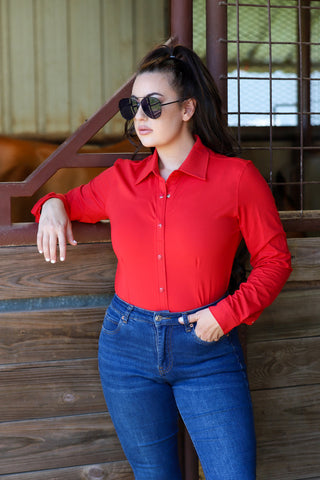 RED PERFORMANCE RODEO SHIRT (ADULT)