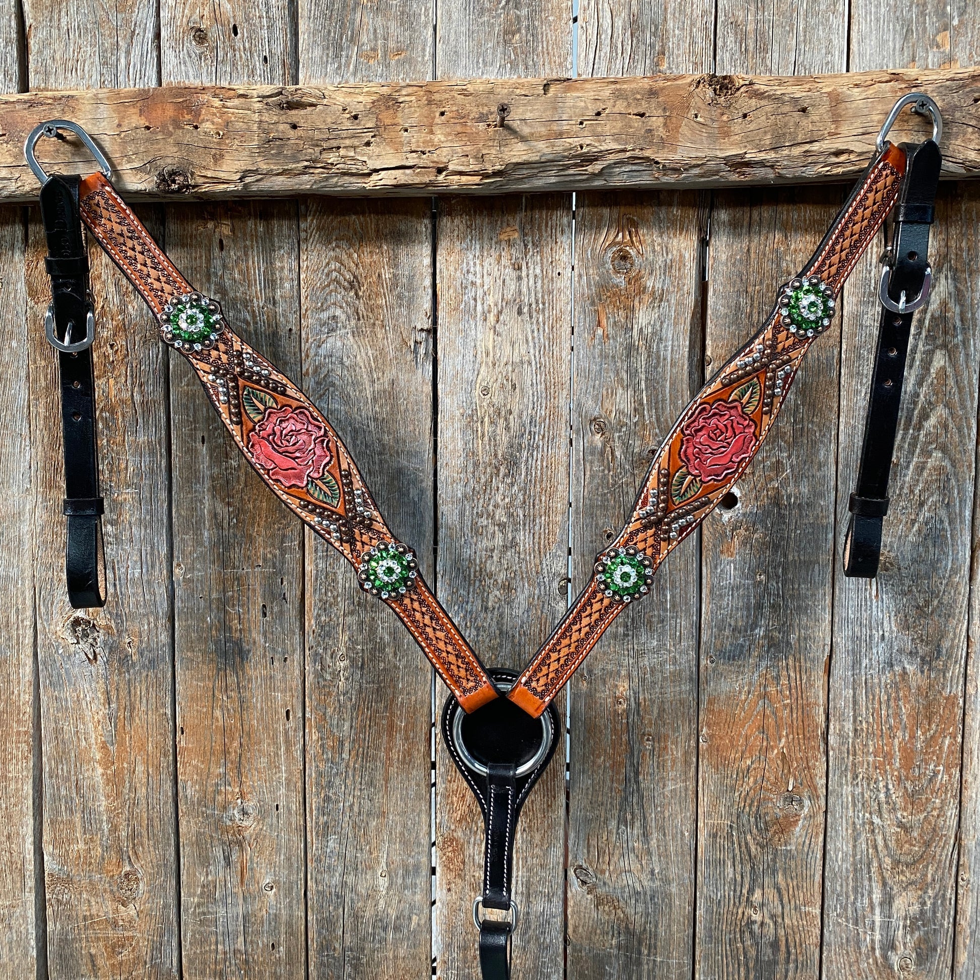 Rose Fern and Clear Browband/ Breastcollar Tack Set