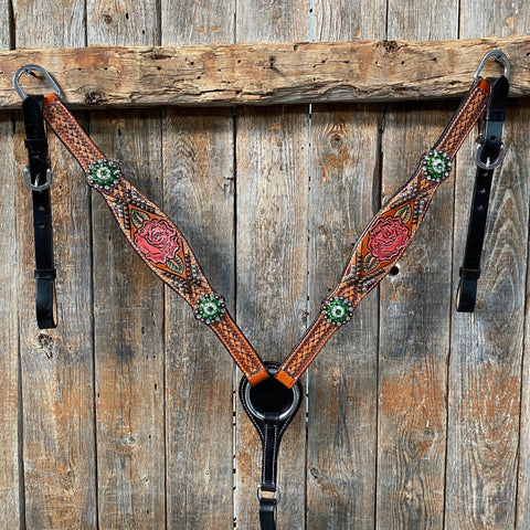 Rose Fern and Clear Browband/ Breastcollar Tack Set