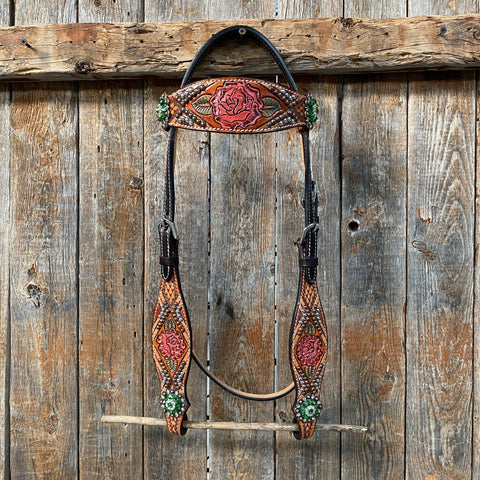 Rose Fern and Clear Browband/ Breastcollar Tack Set