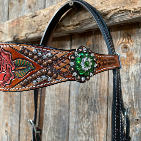 Rose Fern and Clear Browband/ Breastcollar Tack Set