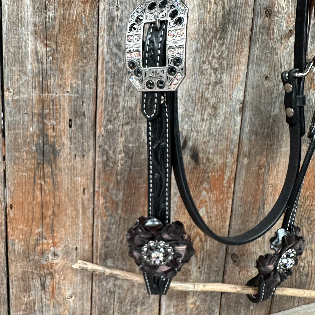 Black Floral Midnight Browband / Breastcollar Tack Set