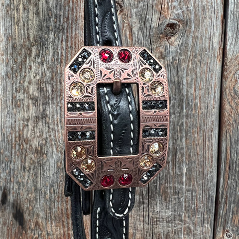 Black Floral Ruby - Champagne Browband / Breastcollar Tack Set