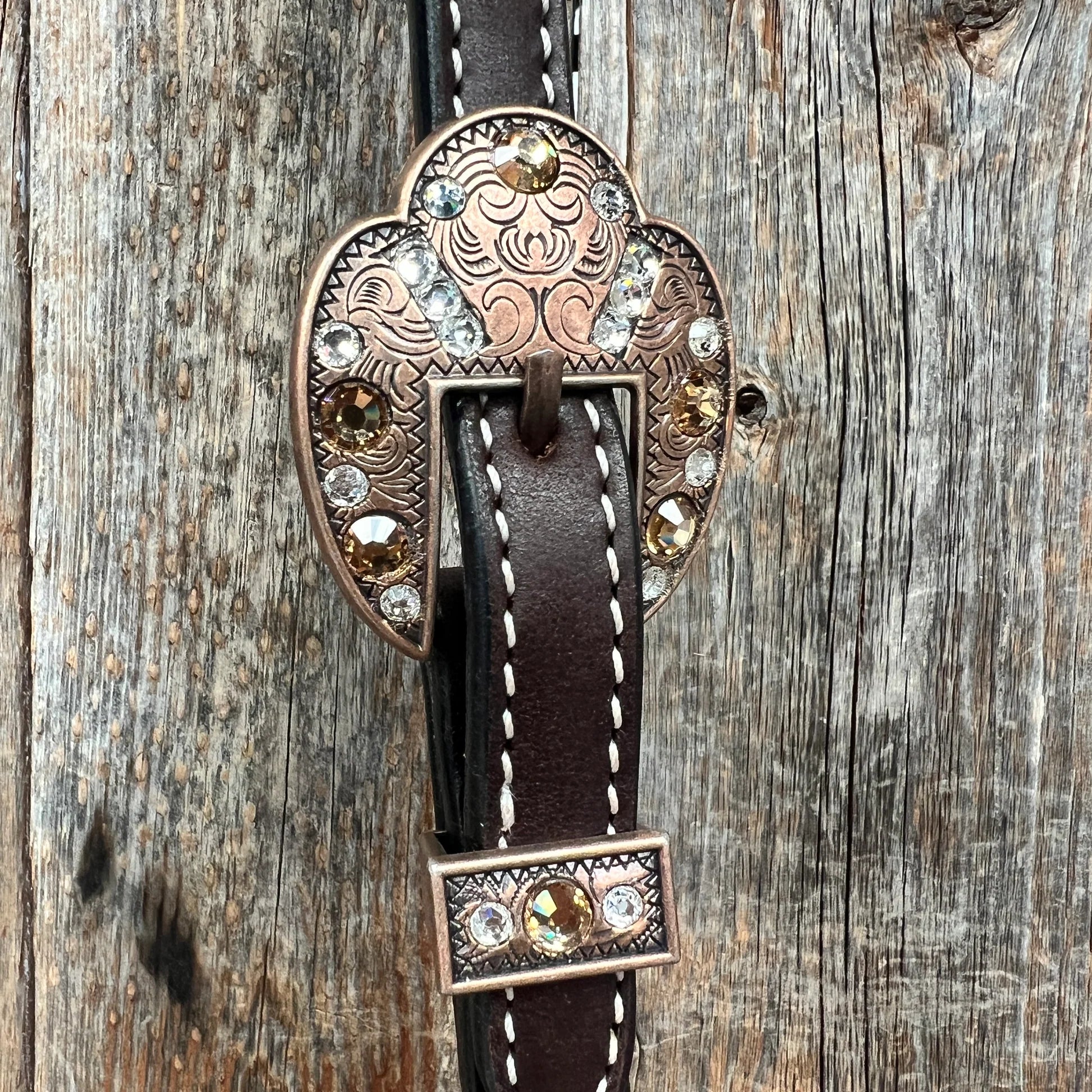 Flower Power Black - Champagne Browband/One Ear Headstall & Breastcollar Tack Set