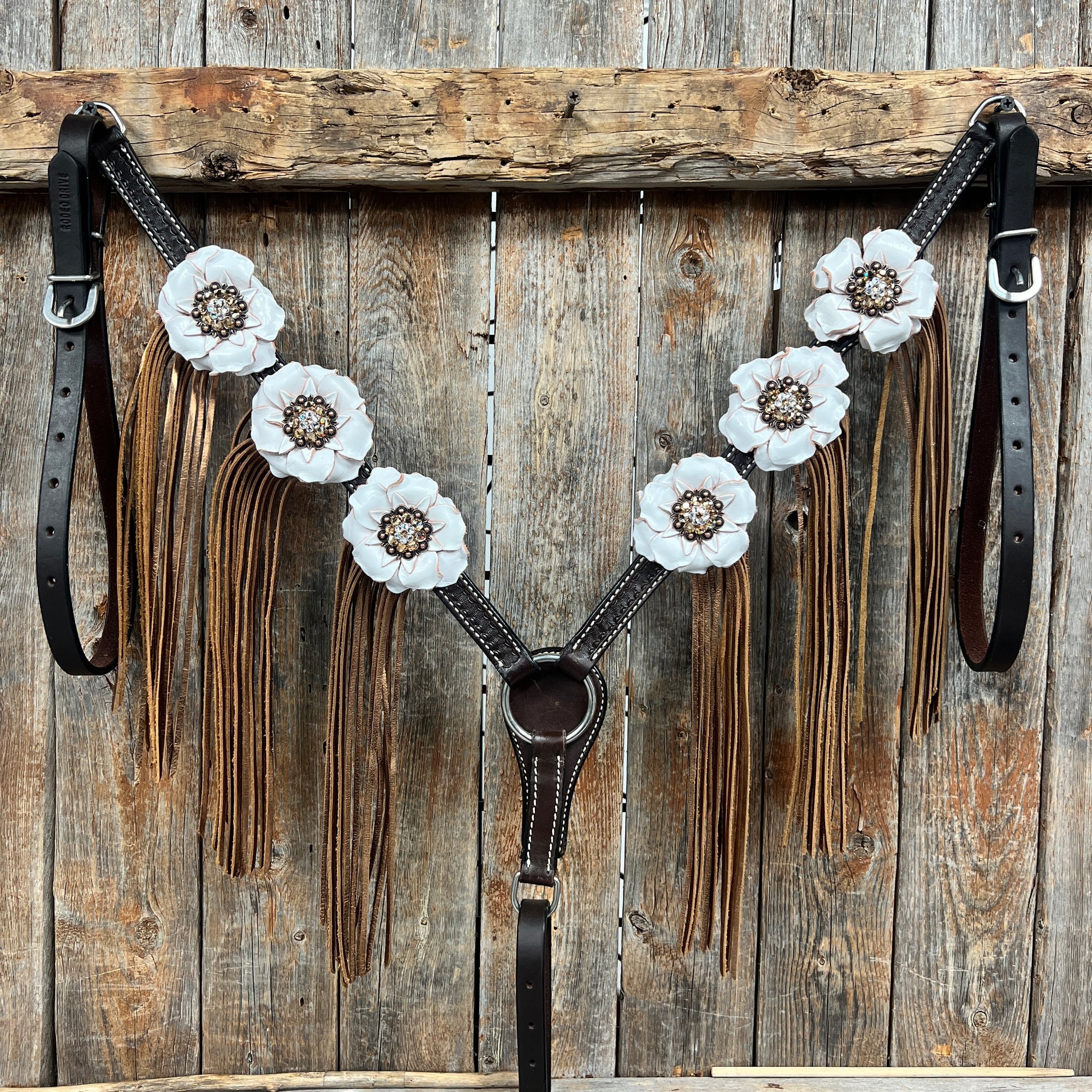 Black Basketweave Champagne - Clear Browband/One Ear Tack