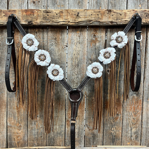 Black Basketweave Champagne - Clear Browband/One Ear Tack