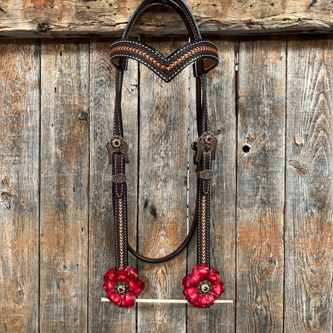 Foxtail Ruby - Champagne Browband/One Ear Headstall & Breastcollar Tack Set