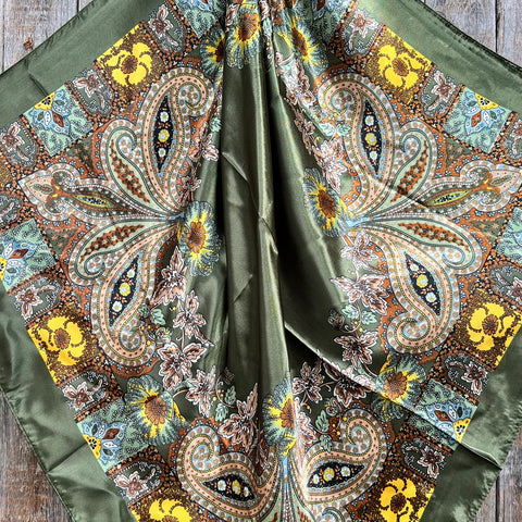 Olive Tone Paisley Wild Rag / Scarf