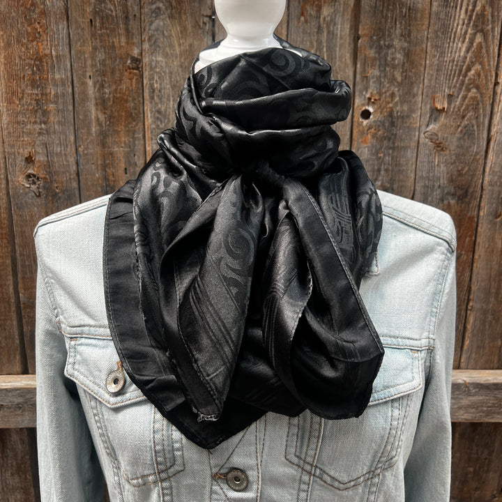 35X35" Black Jacquard Wild Rag/Scarf