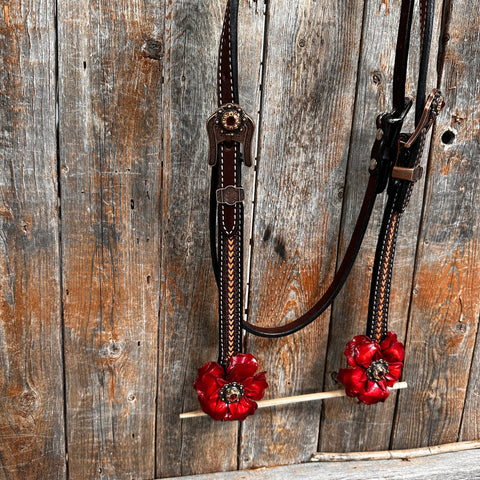 Foxtail Ruby - Champagne Browband/One Ear Headstall & Breastcollar Tack Set