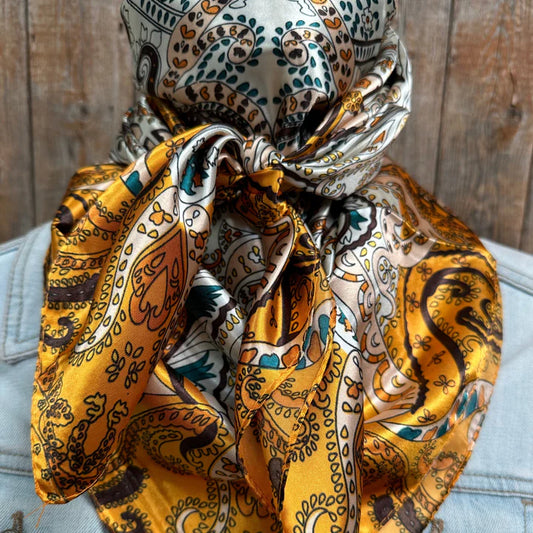 Golden, Green and Brown Paisley Wild Rag/Scarf