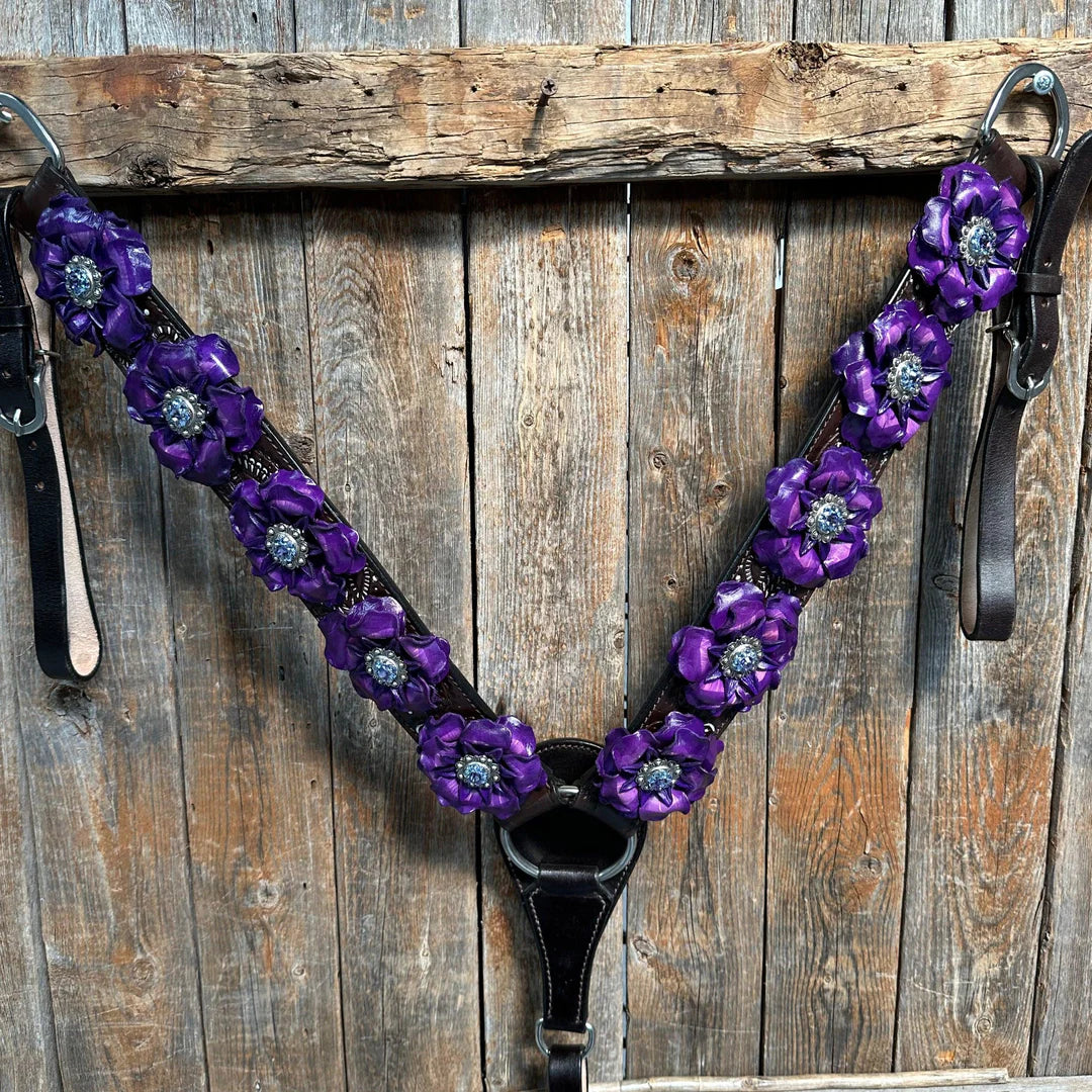 Paisley Purple One Ear/ Breastcollar Tack Set