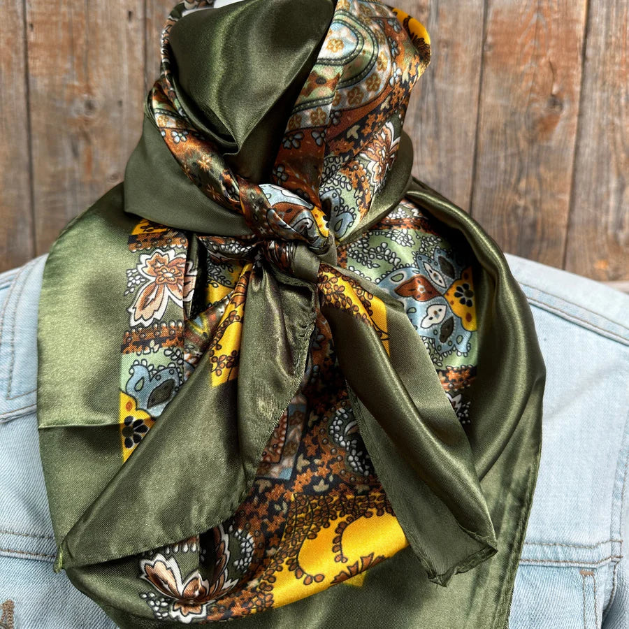 Olive Tone Paisley Wild Rag / Scarf