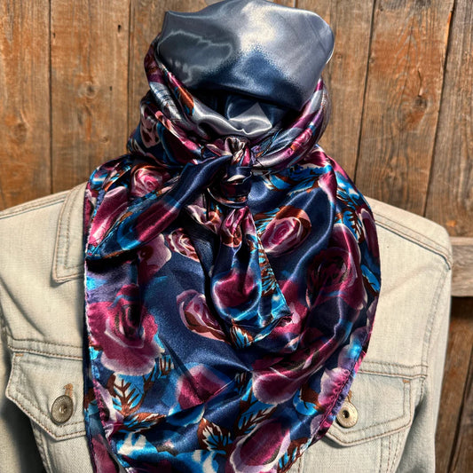 Blue and Purple Roses Wild Rag/Scarf