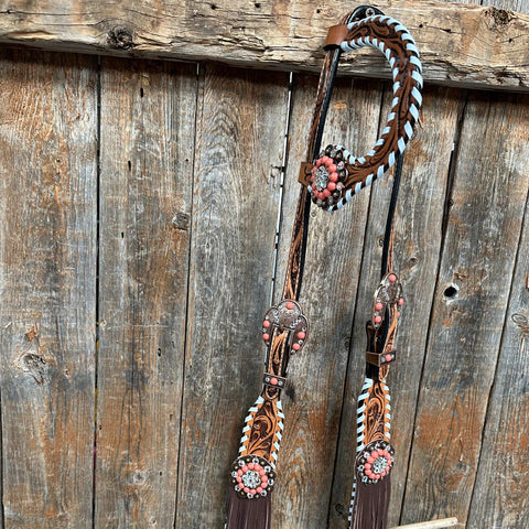 Whipstitch Coral and Clear One Ear/ Breastcollar Tack Set