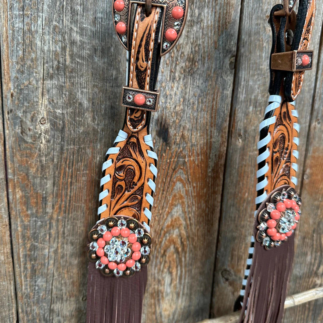 Whipstitch Coral and Clear One Ear/ Breastcollar Tack Set