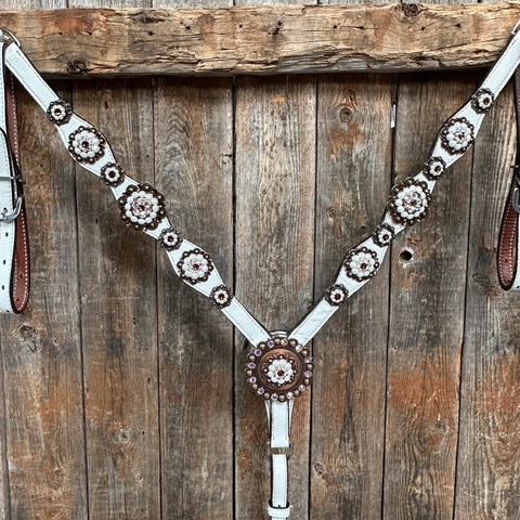 White Pearl One Ear/ Breastcollar Tack Set