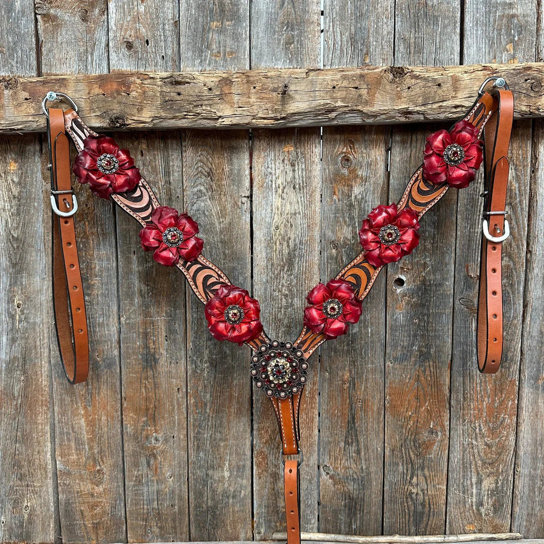 Zebra Ruby Browband / Breastcollar Tack Set