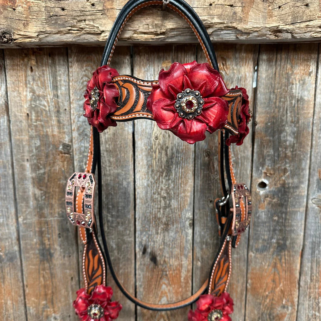 Zebra Ruby Browband / Breastcollar Tack Set