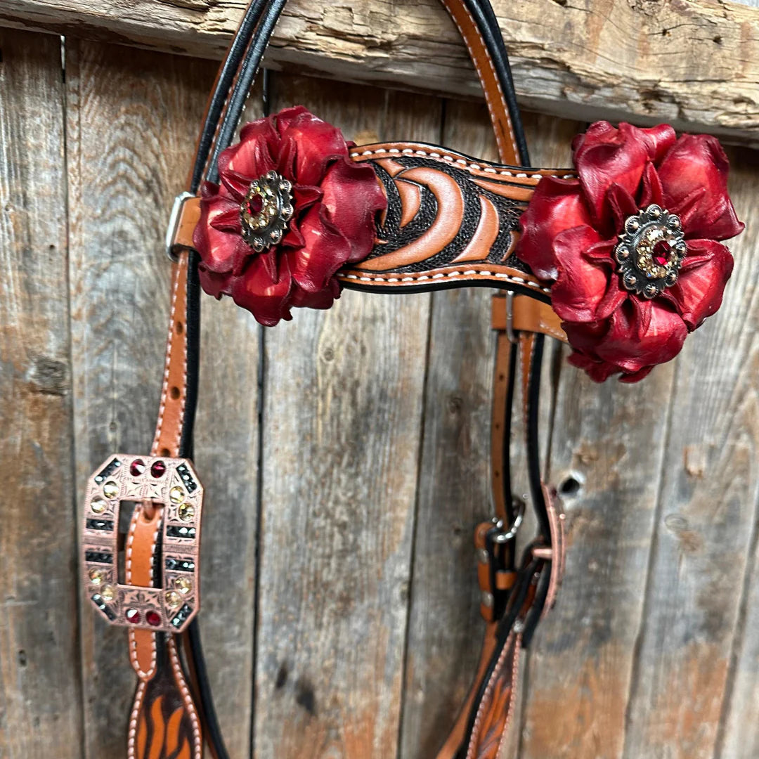 Zebra Ruby Browband / Breastcollar Tack Set