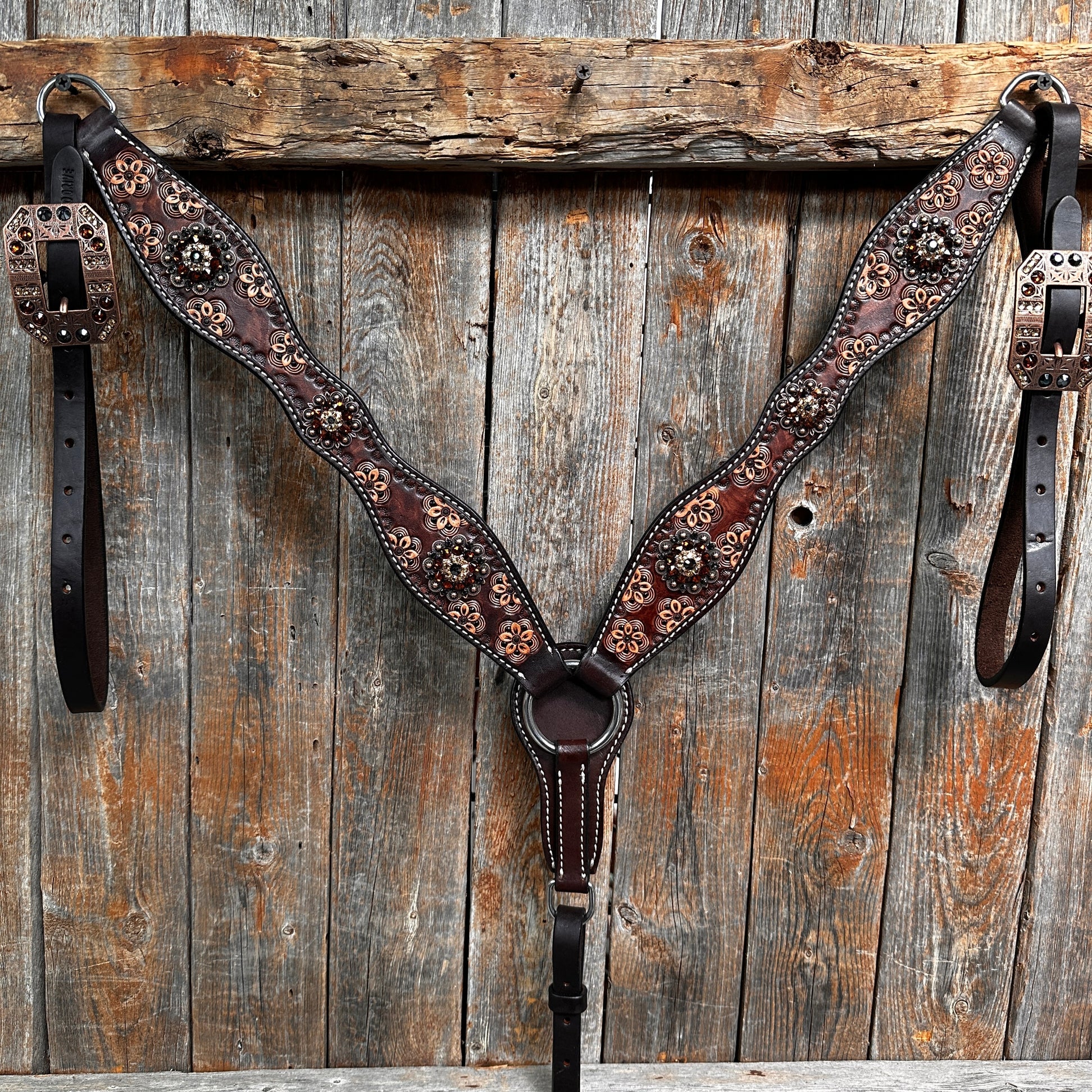 Flower Power and Chocolate Browband/One Ear Headstall & Breastcollar Tack Set