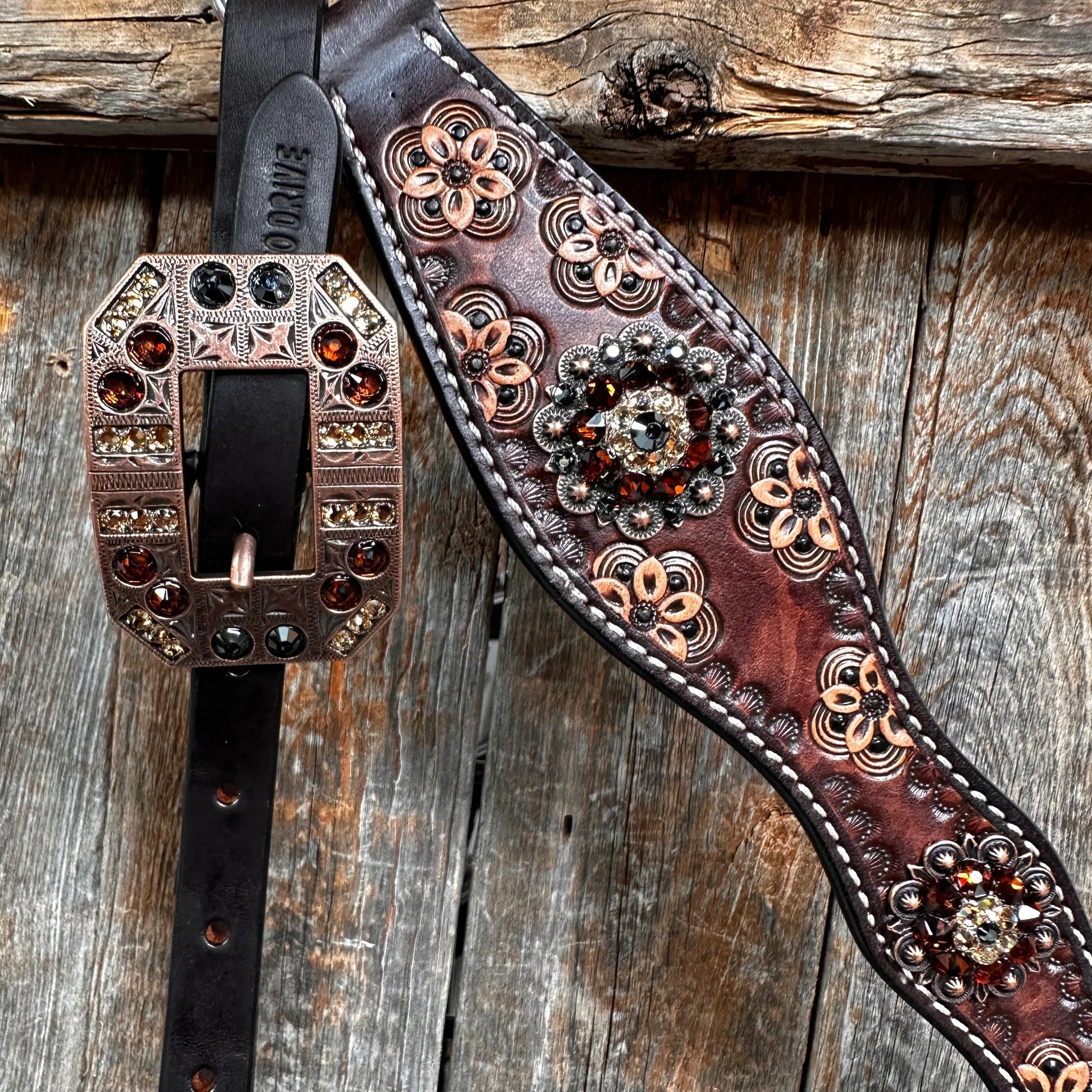 Flower Power and Chocolate Browband/One Ear Headstall & Breastcollar Tack Set