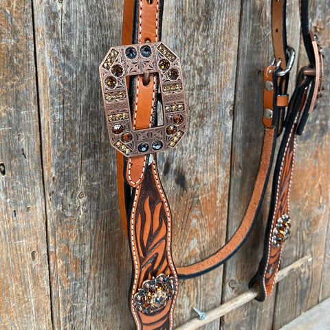 Zebra Jet and Topaz Browband / Breastcollar Tack Set