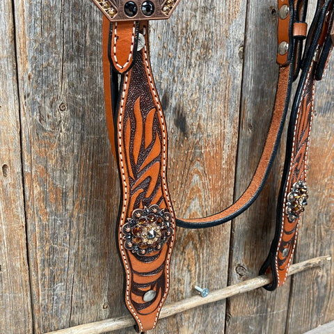 Zebra Jet and Topaz Browband / Breastcollar Tack Set