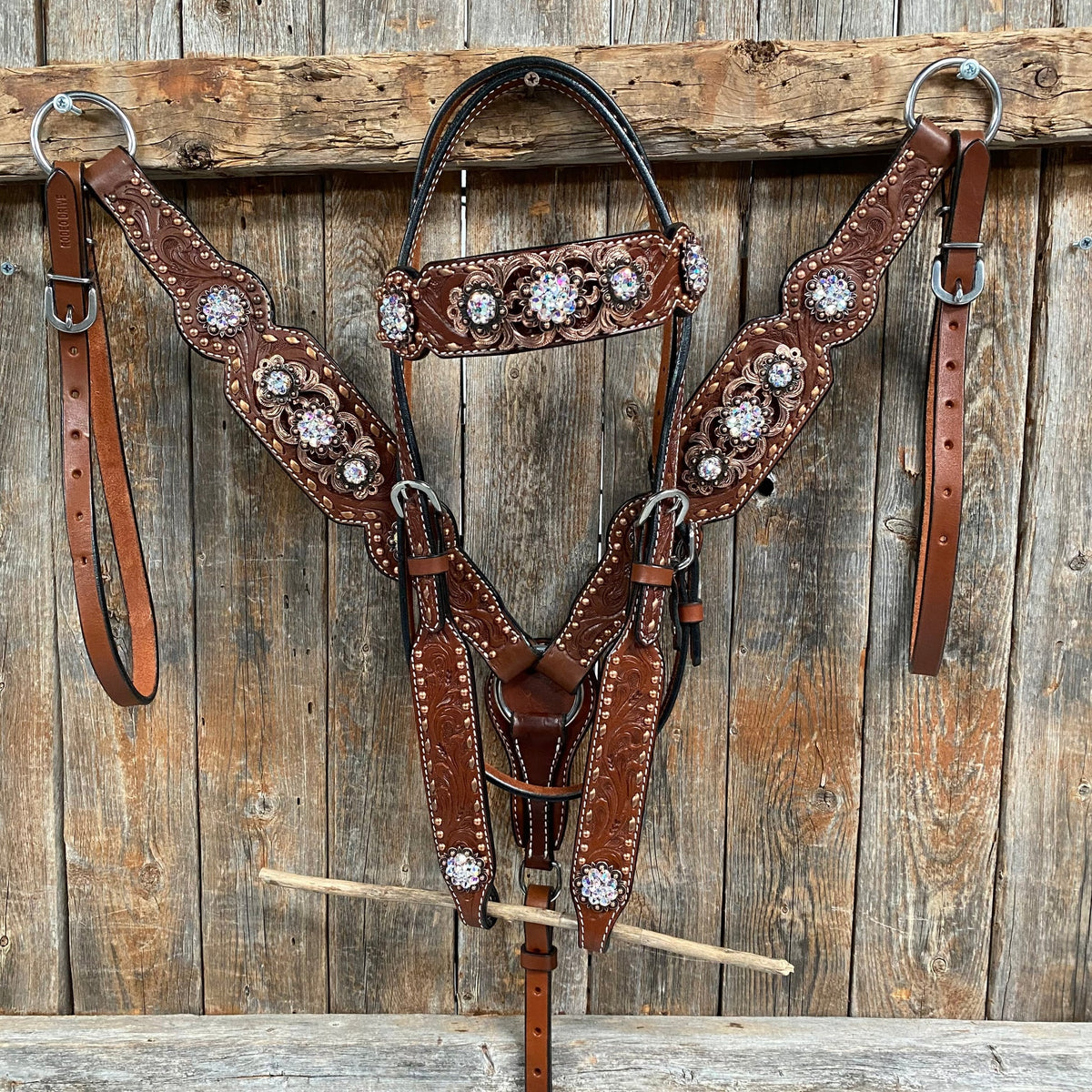 Copper Dot and Buckstitch Fancy AB Browband Tack Set