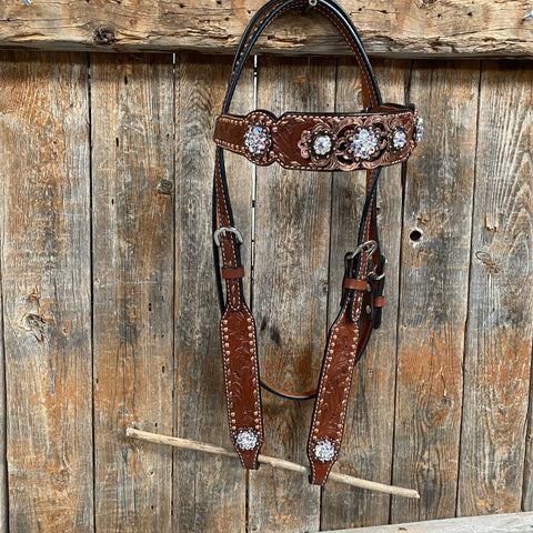 Copper Dot and Buckstitch Fancy AB Browband Tack Set