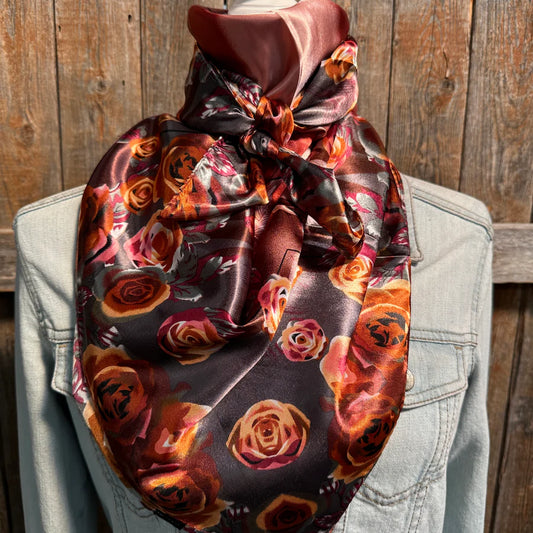 Pink and Rust Roses Wild Rag/Scarf