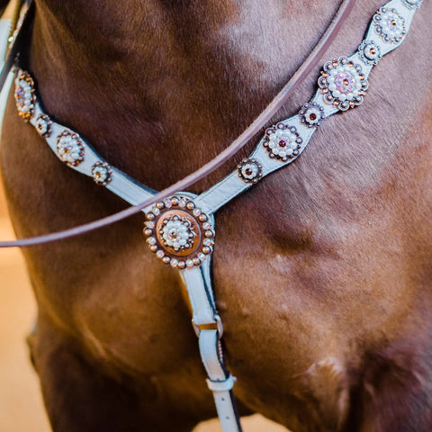 White Pearl One Ear/ Breastcollar Tack Set