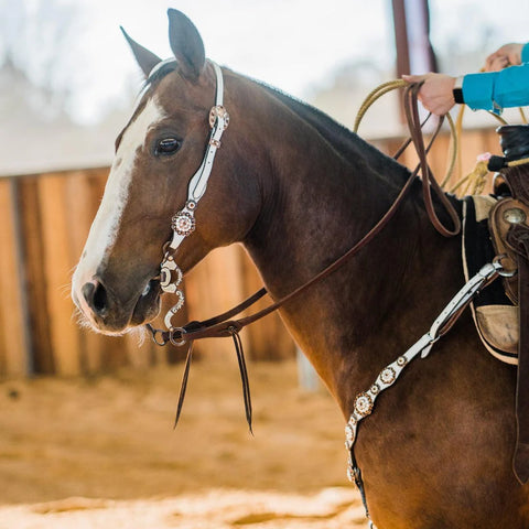 White Pearl One Ear/ Breastcollar Tack Set