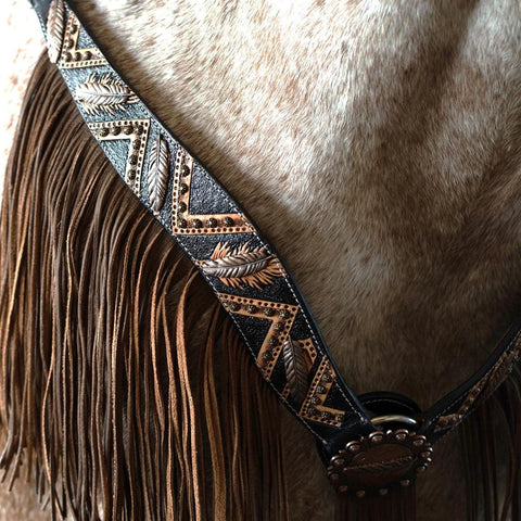 Feathered Arrow Fringed One Ear/ Breastcollar Tack Set