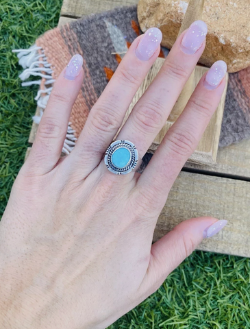 Navajo Turquoise & Sterling Silver Ring Size 5.5