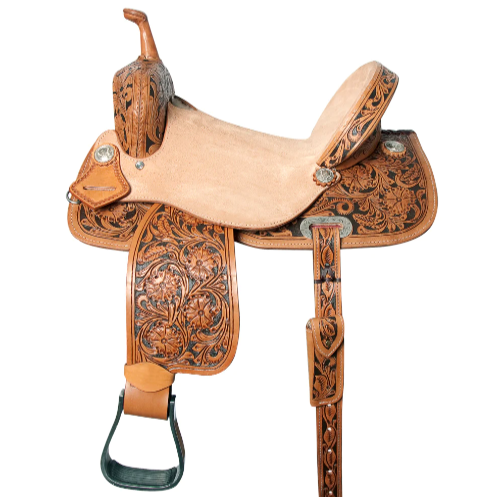 HILASON Flex Tree Western Horse Saddle in American Leather Barrel Trail