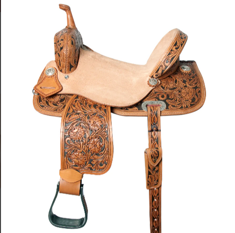 HILASON Flex Tree Western Horse Saddle in American Leather Barrel Trail