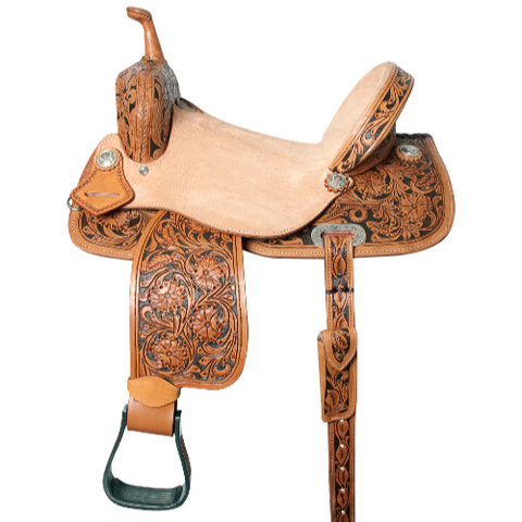 HILASON Flex Tree Western Horse Saddle in American Leather Barrel Trail