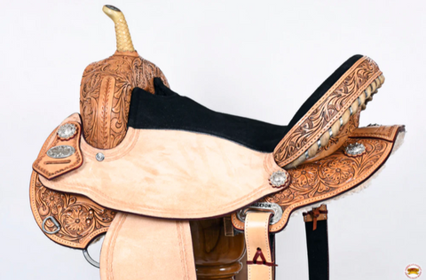 HILASON Flex Tree Western Horse Saddle American Leather Trail Barrel Racing