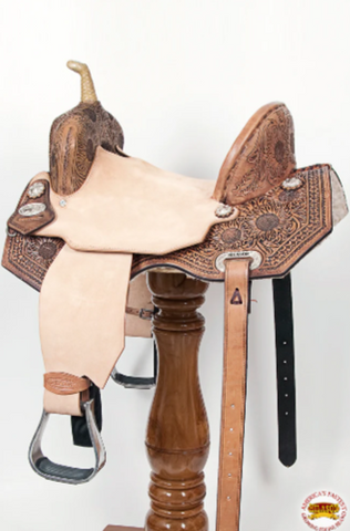 HILASON Flex Tree Western Horse Saddle in American Leather Barrel Trail