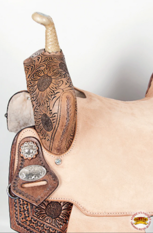 HILASON Flex Tree Western Horse Saddle in American Leather Barrel Trail