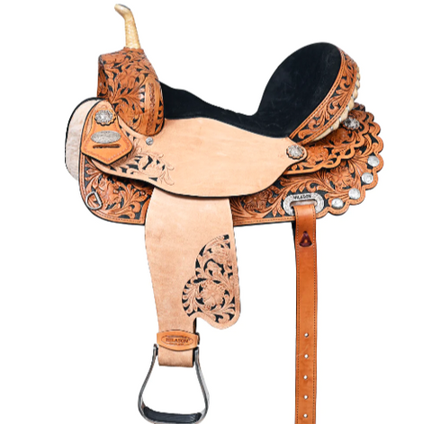 HILASON Flex Tree Western Horse Saddle American Leather Trail Barrel Racing