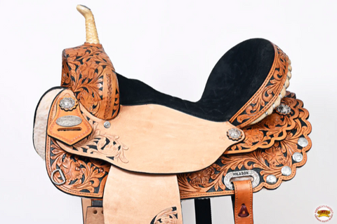 HILASON Flex Tree Western Horse Saddle American Leather Trail Barrel Racing