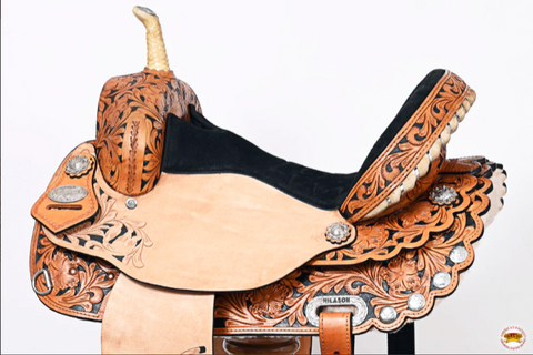 HILASON Flex Tree Western Horse Saddle American Leather Trail Barrel Racing