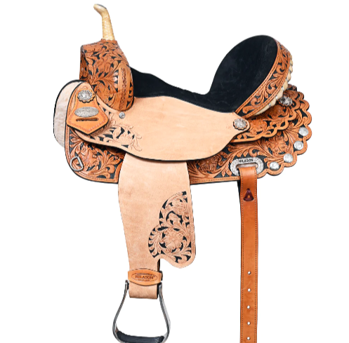 HILASON Flex Tree Western Horse Saddle American Leather Trail Barrel Racing